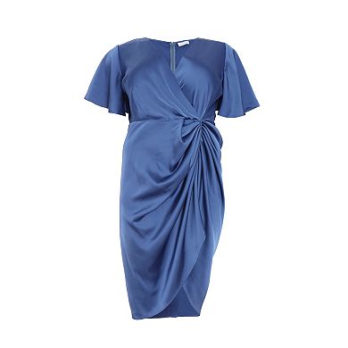 Quiz Women's Plus Size Satin Wrap Ruched Midi Dress