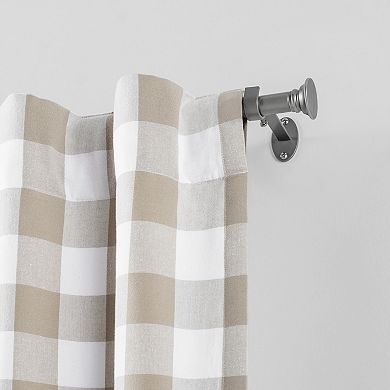 Shaker 0.75" Diameter Adjustable Curtain Rod Set With Minamilist Cap Finials