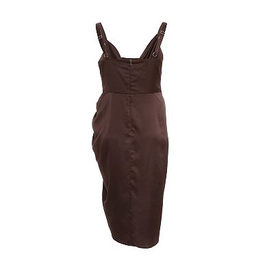 Quiz Women's Plus Size Satin Cowl Ruched Midi Dress