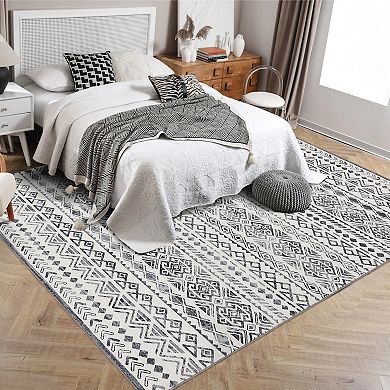 Glowsol Boho Moroccan Area Rug Geometric Pattern Floor Carpet For Home Decor