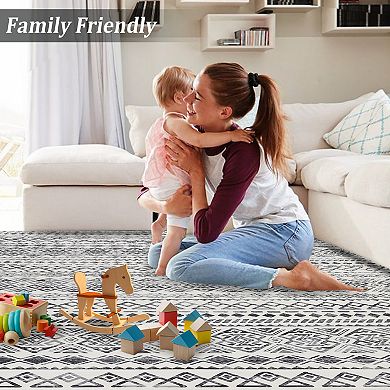 Glowsol Boho Moroccan Area Rug Geometric Pattern Floor Carpet For Home Decor
