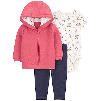 Baby Girl Carter's 3-Piece Floral Hooded Cardigan Set