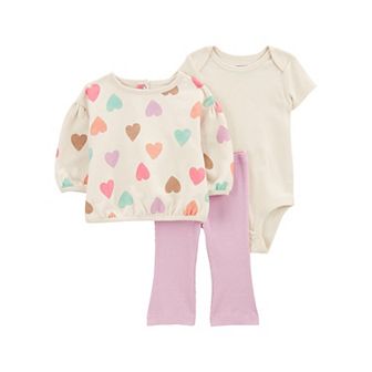 Baby Girl Carter's 3 pc Hearts Top, Pants & Bodysuit Set