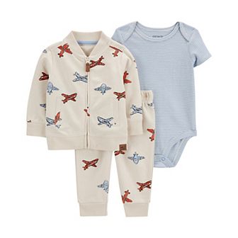 Baby Boy Carter's 3 pc Airplane Little Cardigan Set