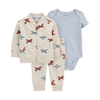 Baby Boy Carter's 3 pc Airplane Little Cardigan Set