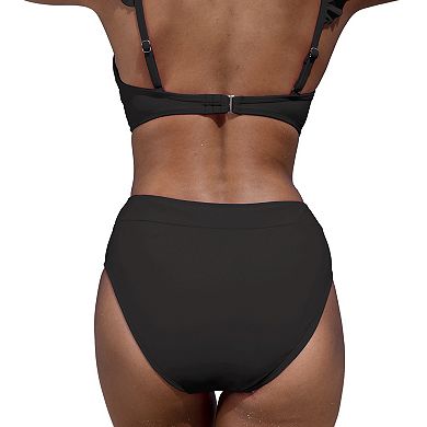Women's Cupshe Wide Band High-Waisted Swim Bottoms