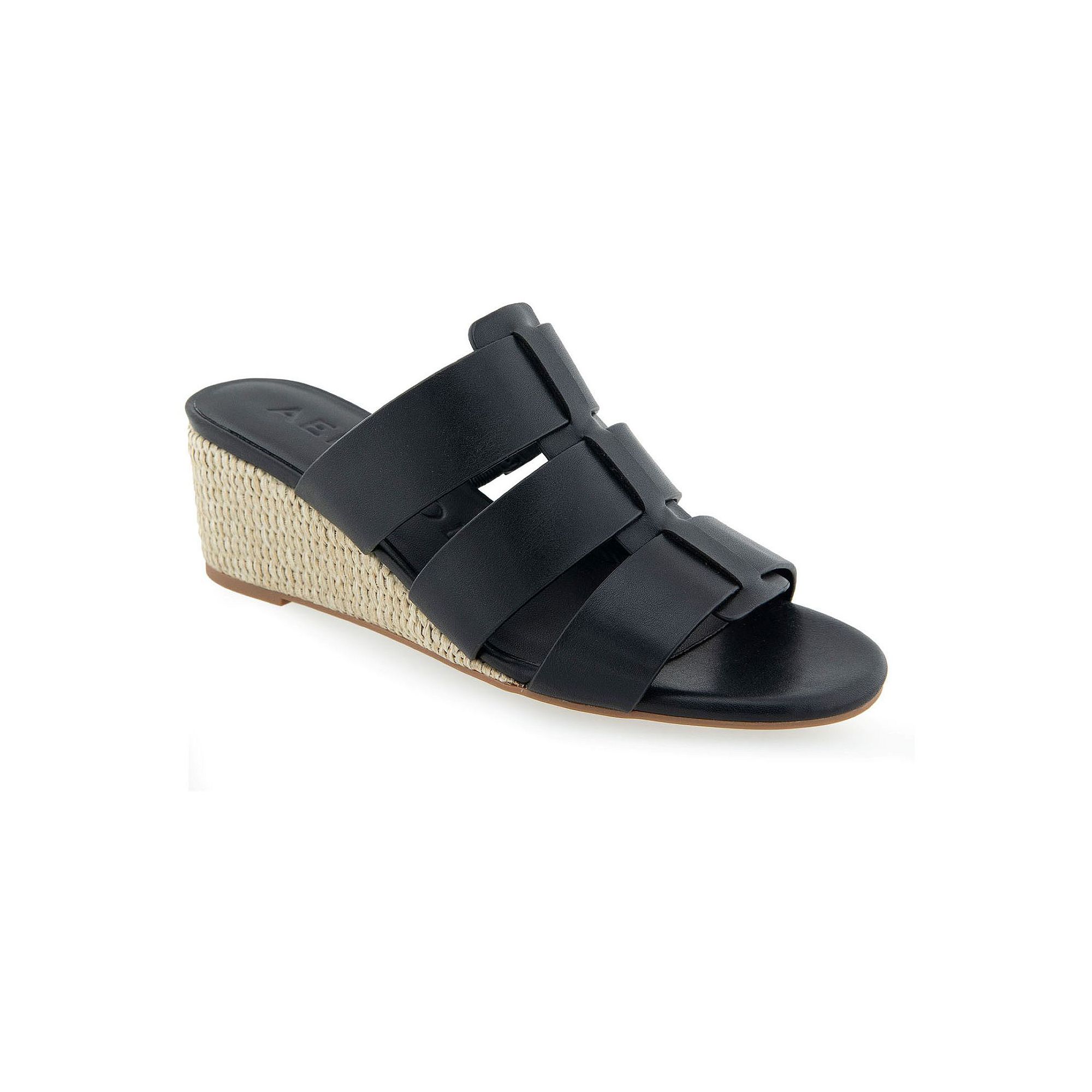 Aerosoles Wilma Womens Wedge Dress Sandals, Size: 8.5 Wide, Black Pu