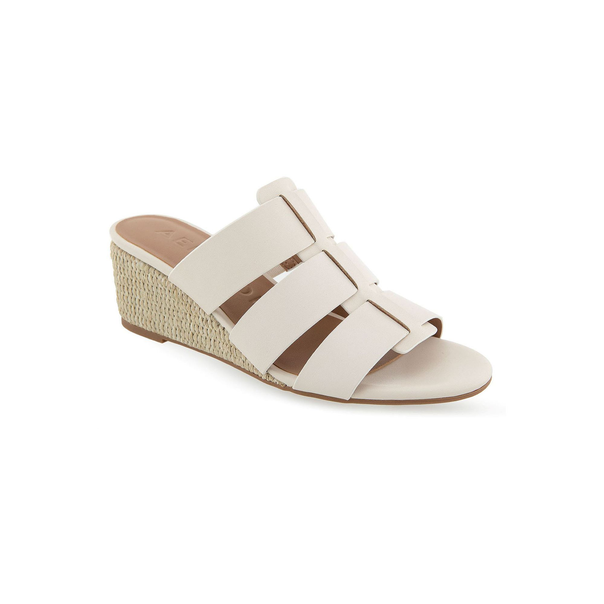 Aerosoles Wilma Womens Wedge Dress Sandals, Size: 8 Wide, Eggnog Pu Leathe