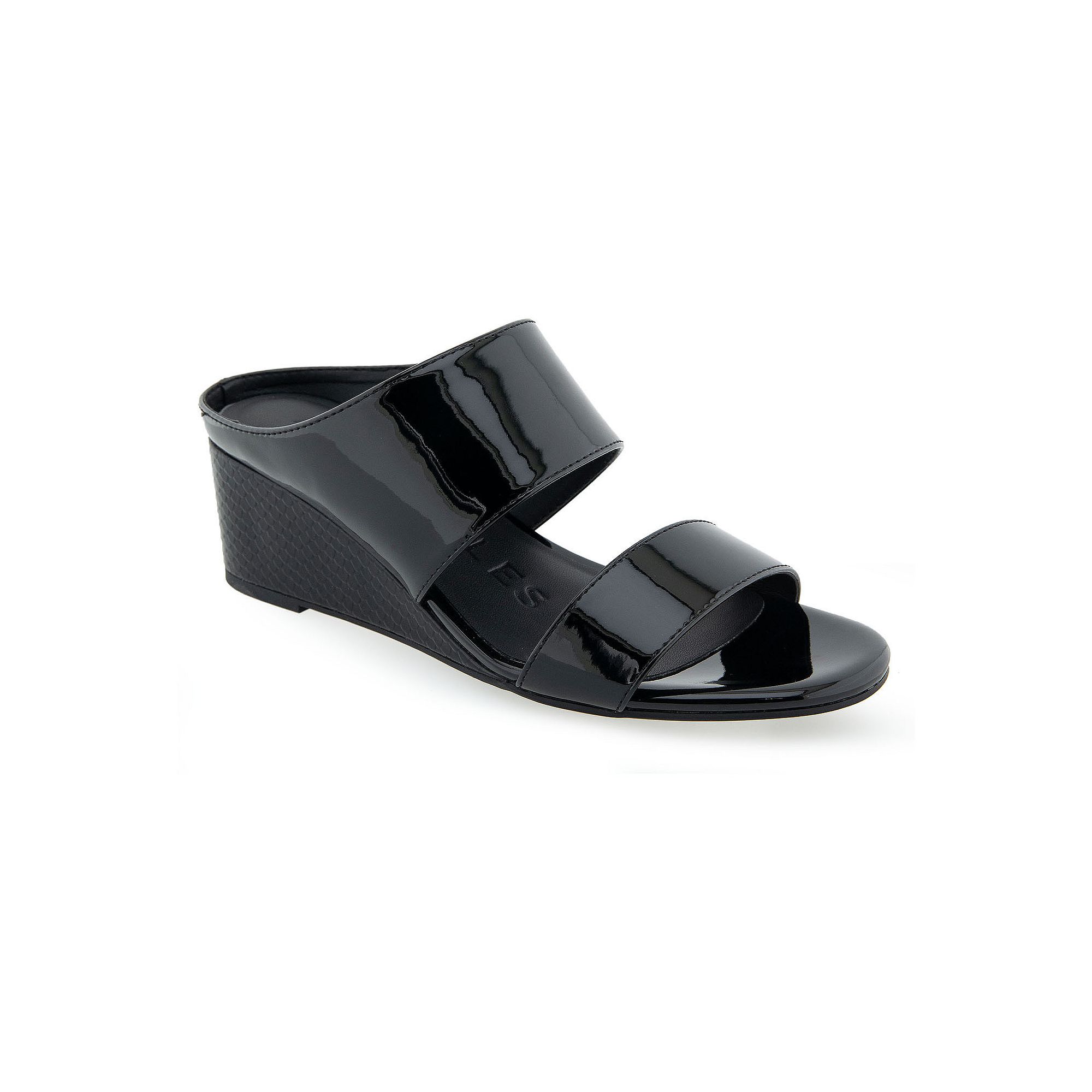 Aerosoles Wheeler Womens Wedge Sandals, Size: 5.5, Black Patent Pu