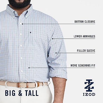 Big & Tall IZOD Performance Comfort Long Sleeve Button Down Shirt