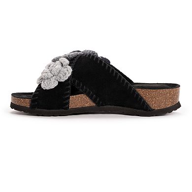 MUK LUKS Penelope Women's Suede Floral Slide Sandals