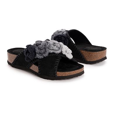 MUK LUKS Penelope Women's Suede Floral Slide Sandals