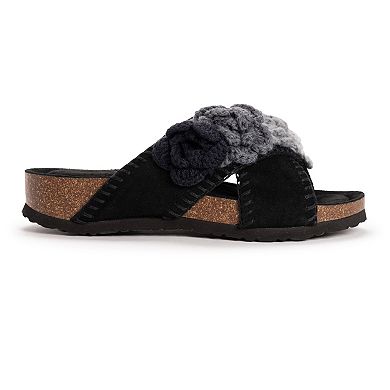 MUK LUKS Penelope Women's Suede Floral Slide Sandals