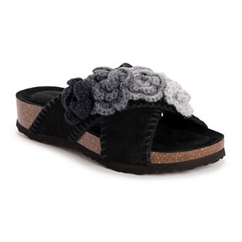 MUK LUKS Penelope Women's Suede Floral Slide Sandals