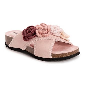 MUK LUKS Penelope Women's Suede Floral Slide Sandals