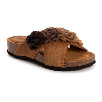 MUK LUKS Penelope Women's Suede Floral Slide Sandals