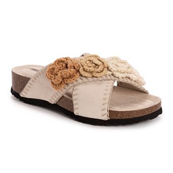 MUK LUKS Penelope Women's Suede Floral Slide Sandals