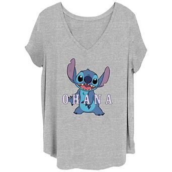 Disney's Lilo & Stitch Juniors' Plus Size Ohana V-Neck Graphic Tee