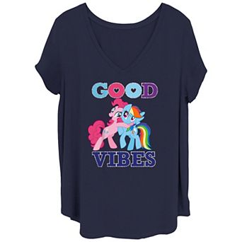 Juniors' Plus Size My Little Pony Good Vibes V-Neck Graphic Tee