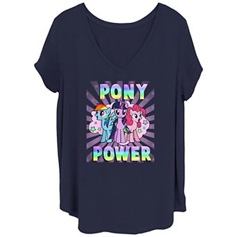 Juniors' Plus Size My Little Pony Power Pony V-Neck Graphic Tee
