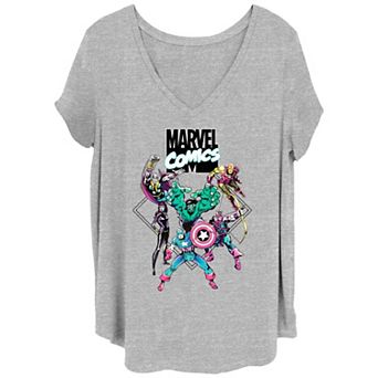 Juniors' Plus Size Marvel Comics Avengers V-Neck Graphic Tee