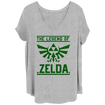 Juniors' Plus Size The Legend Of Zelda Hyrule Crest V-Neck Graphic Tee
