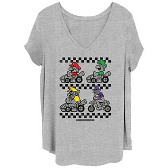 Juniors' Plus Size Mario Kart Drivers Ready To Start V-Neck Graphic Tee
