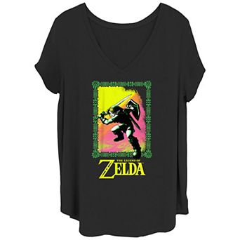 Juniors' Plus Size The Legend Of Zelda Sunset Link V-Neck Graphic Tee