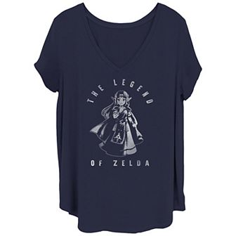 Juniors' Plus Size The Legend Of Zelda Young Princess Zelda V-Neck Graphic Tee