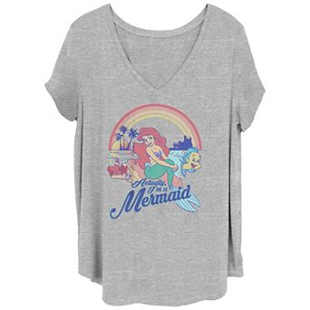 Disney's The Little Mermaid Actually I'm A Mermaid Juniors' Plus Size V-Neck Graphic Tee