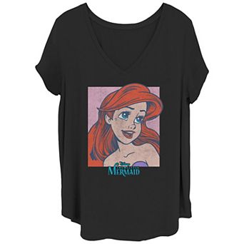 Disney's The Little Mermaid Ariel's Headshot Juniors' Plus Size V-Neck Graphic Tee