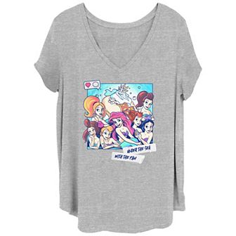 Disney's The Little Mermaid Under The Sea With The Fam Juniors' Plus Size V-Neck Graphic Tee