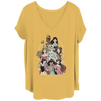 Disney Princess Group Poster Juniors' Plus Size V-Neck Graphic Tee