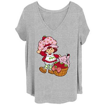 Juniors' Plus Size Strawberry Shortcake And Custard Portrait Graphic Tee