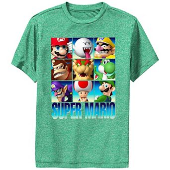 Boys 6-20 Super Mario Bros Characters Heads Portraits Performance Graphic Tee