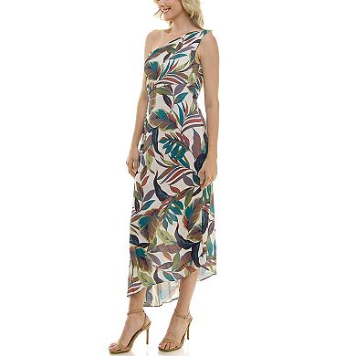 Women's Nicole Miller Keyhole Pleat One-Shoulder Asymmetric Hem Midi Dress