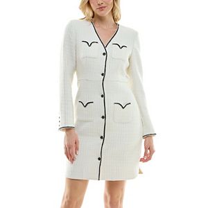 Nanette Lepore Women's Long Sleeve Button-Down Shirt With Single Breast Pocket - Classic Collared Blouse