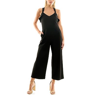 Women's Nicole Miller V-Neck Sleeveless Crossback Jumpsuit
