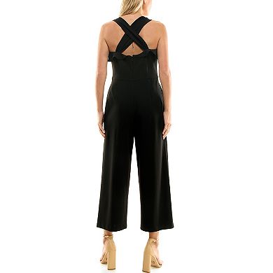 Women's Nicole Miller V-Neck Sleeveless Crossback Jumpsuit