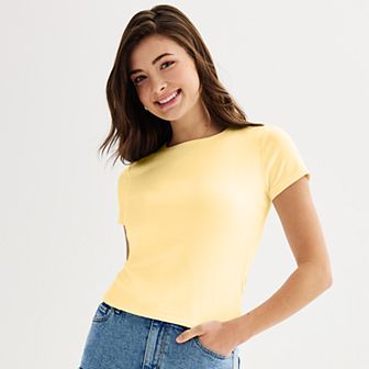 Juniors' Harper & Ivy Short Sleeve Contour Crew Tee