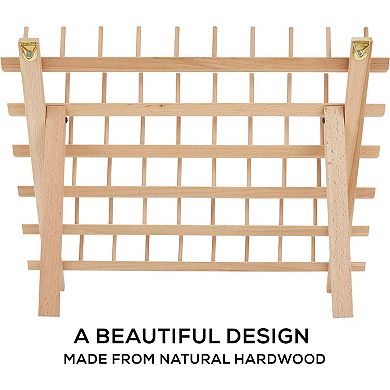 Jumblcrafts 60-spool Wooden Embroidery Thread Holder With Hanging Hooks