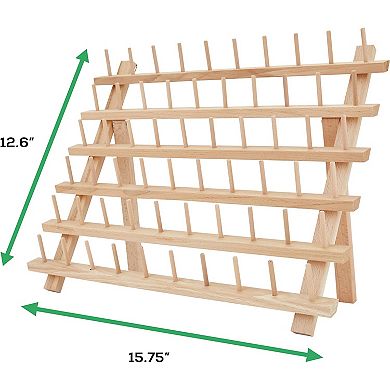 Jumblcrafts 60-spool Wooden Embroidery Thread Holder With Hanging Hooks
