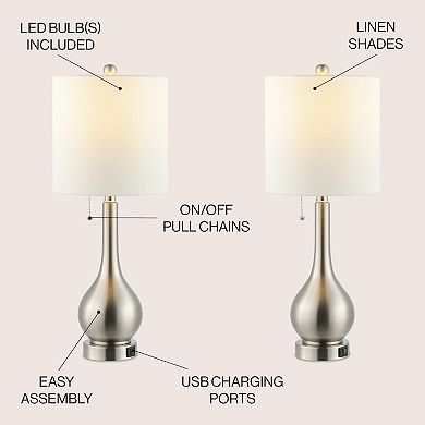 Tyler Modern Classic Gourd Iron Led Table Lamp With Dual Usb Charging Port (set Of 2)