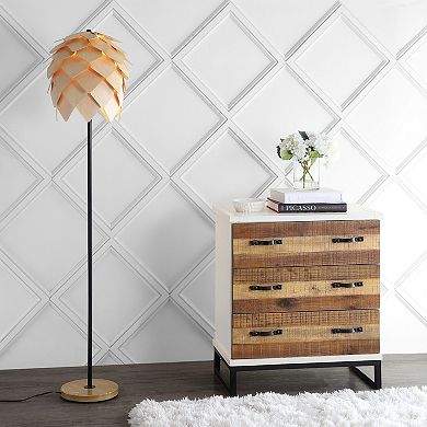 Simon Pinecone Wood/metal Led Floor Lamp
