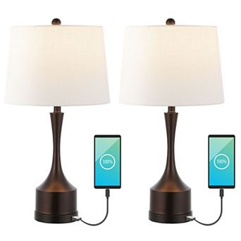 Cooper Classic French Country Iron Led Table Lamp With Usb Charging Port (set Of 2)