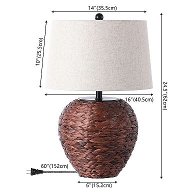 Alaro Farmhouse Coastal Water Hyacinth Basket Led Table Lamp