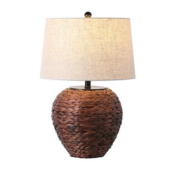 Alaro Farmhouse Coastal Water Hyacinth Basket Led Table Lamp