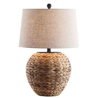 Alaro Farmhouse Coastal Water Hyacinth Basket Led Table Lamp