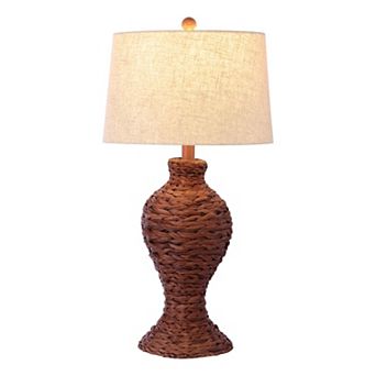 Elicia Coastal Cottage Water Hyacinth Weave Led Table Lamp