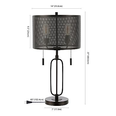 Hank Industrial Farmhouse Iron Led Table Lamp With Usb Charging Port